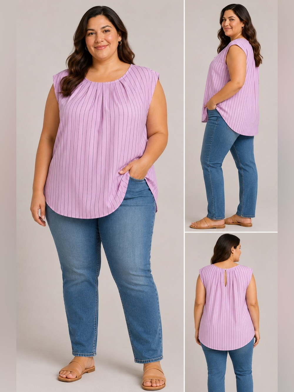 NWT Worthington XXL Pink Lilac Pleated Sleeveless Office Blouse